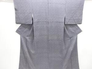 斜め格子に花模様小紋着物